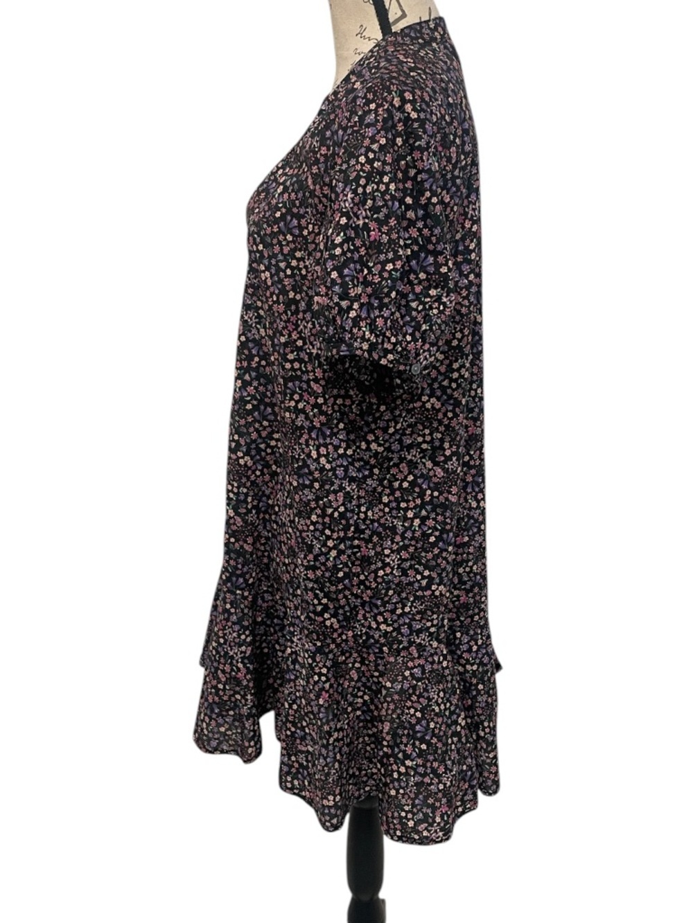J.Crew Liberty Fabric Floral Mini Dress Size Small Black Cotton Pockets - Picture 4 of 10